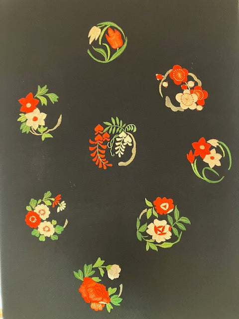 【SALE】Fukuro Obi Sash Flowers Black Preowned