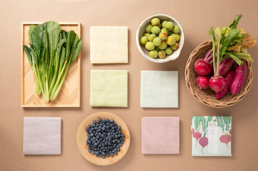Food Textile x Traditional Cloth Dish Towel Dyed with Wasted Food Pigments 100% Cotton 5 Colors