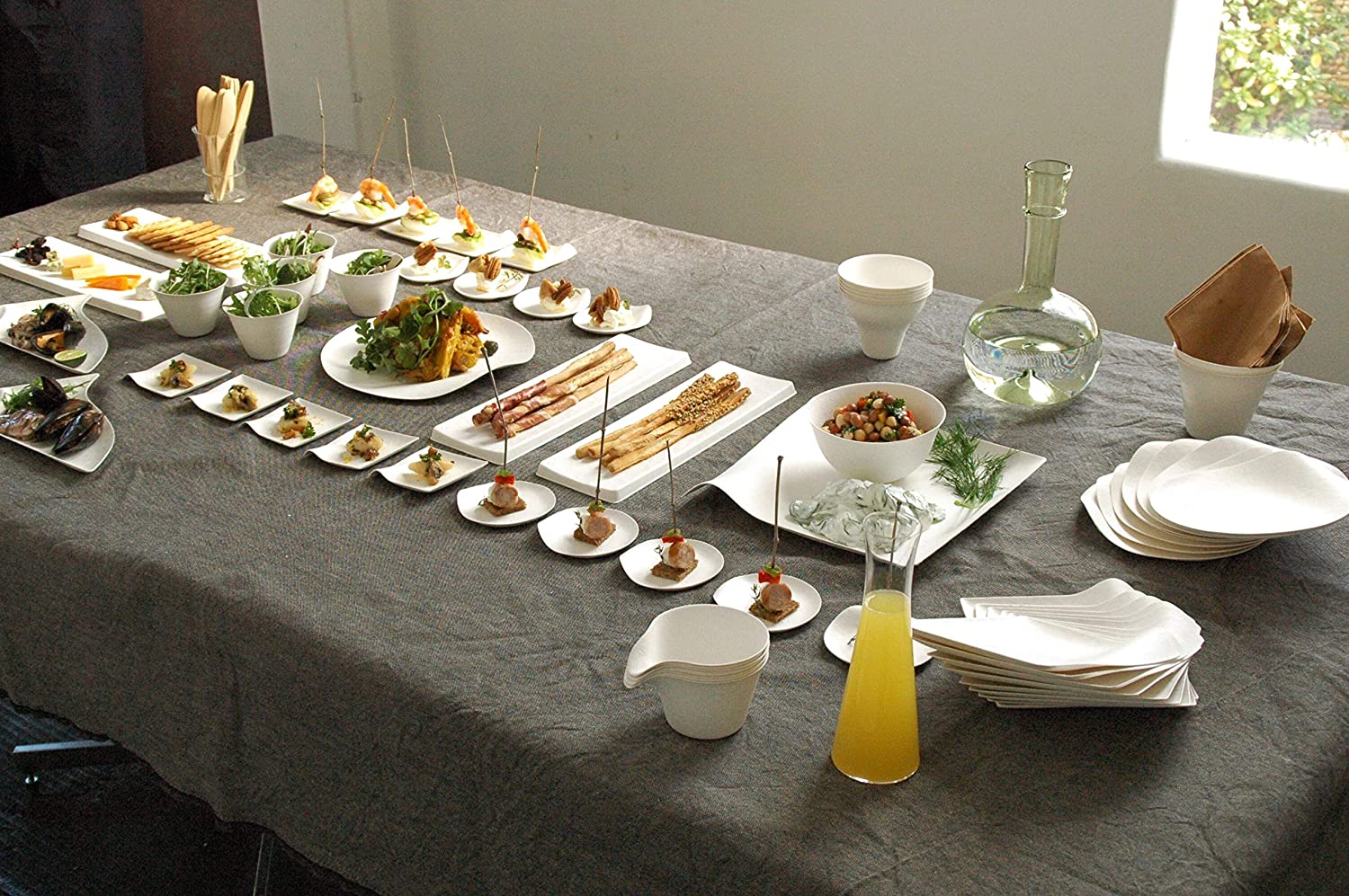 WASARA Paper Plates SQURE Biodigradable 9inch Japanese Modern 60 pc
