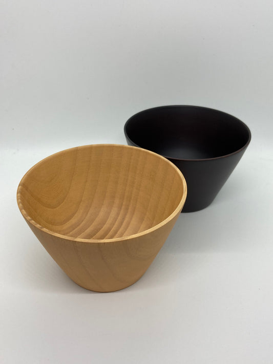 Wood Bowl Set Brown (Lacquer) & Natural Modern Japanese 12.5cm/4.95in (di)