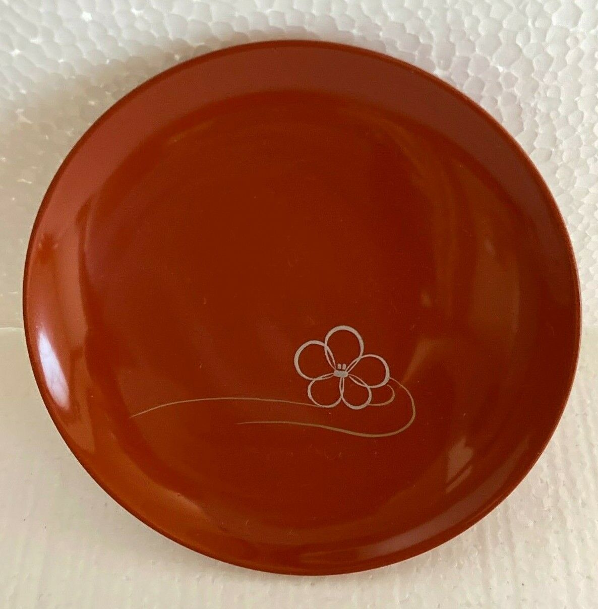 Preowned WAJIMA-NURI Lacquerware 5 Plates Set 5.3in Red