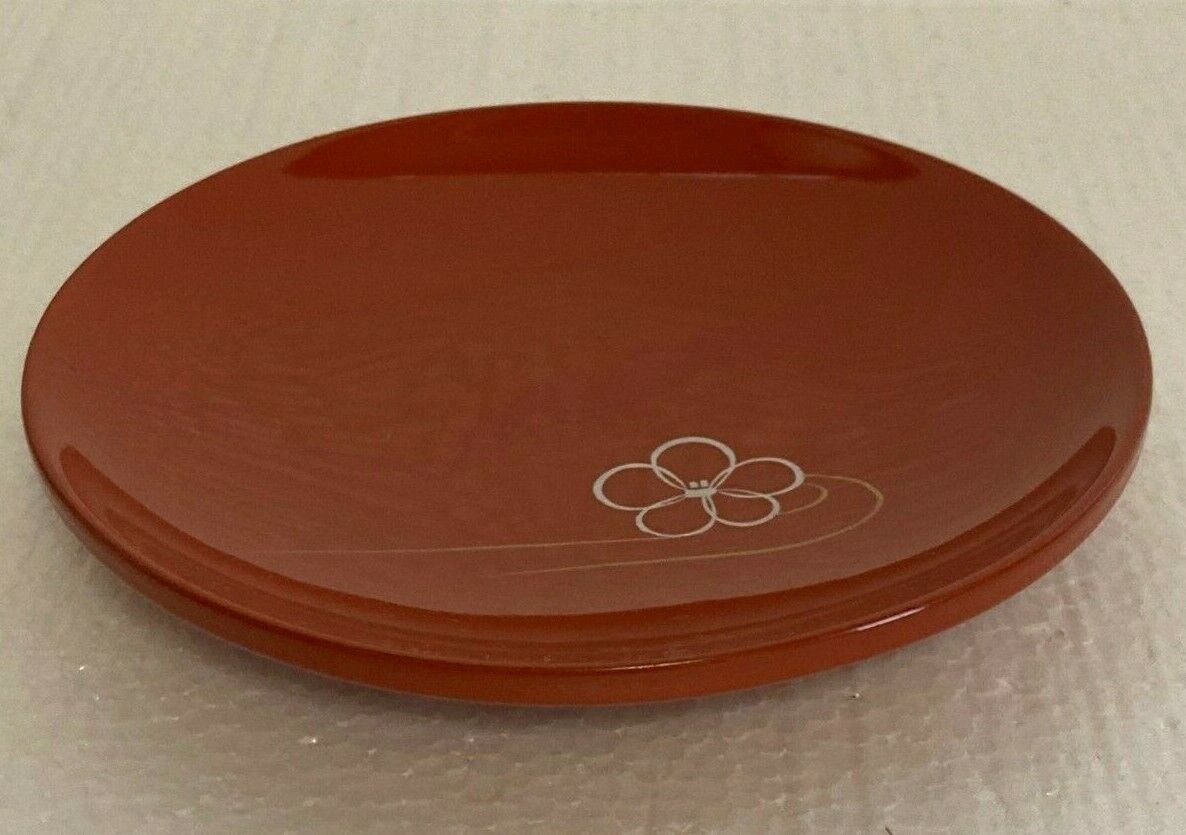 Preowned WAJIMA-NURI Lacquerware 5 Plates Set 5.3in Red
