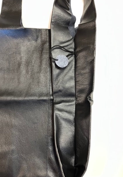 【SALE】Washable Leather Tote Bag Black