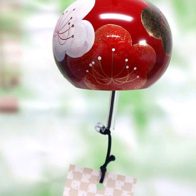 FURIN Wind Bell Kinomoto Maki-e Painting Ume/Plums Red