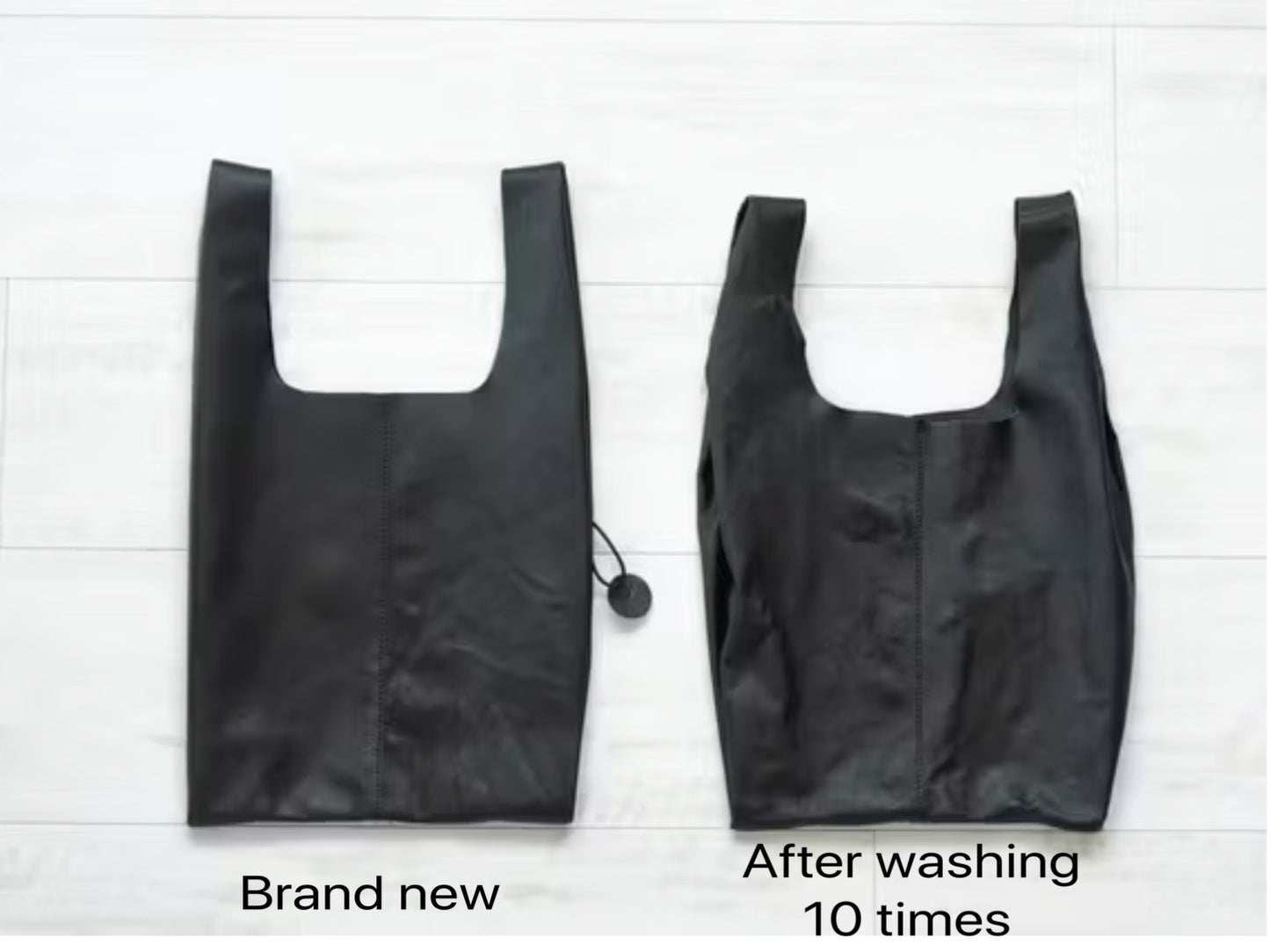 【SALE】Washable Leather Tote Bag Black