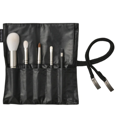 Kumano Brush Kumano-fude Makeup Brush Basic 5-Pack B Set With Case Medium Handle